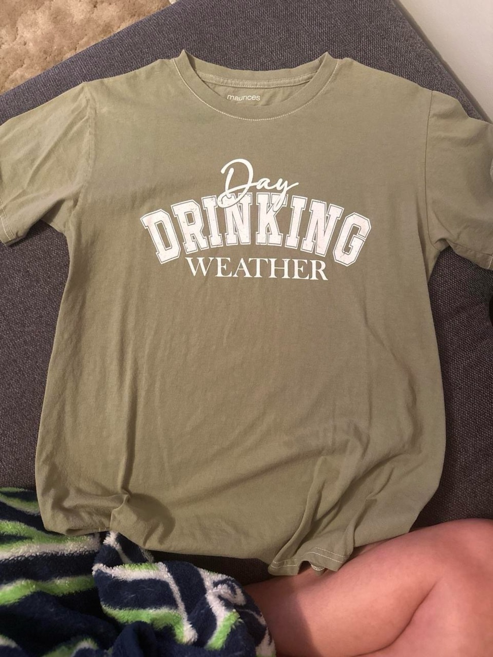 Maurices Olive Green "Day Drinking Weather" Women’s Graphic Tee